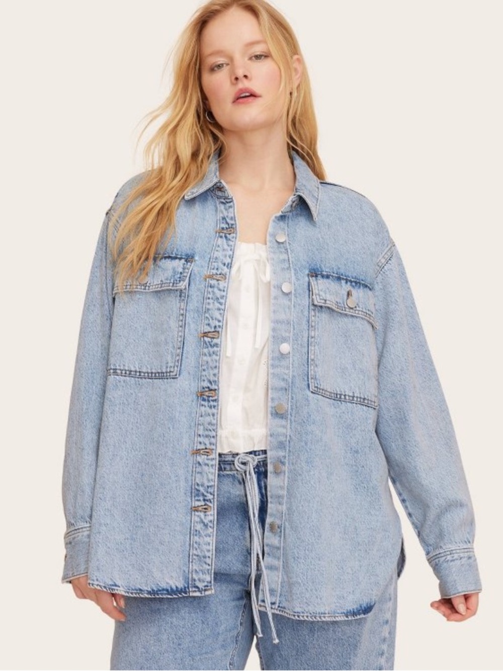 Parke x Target Light Wash Denim Shacket